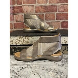 Kork-Ease Leather Slingback Sandals 8M Gold Buckle Strap Comfort Shoes
